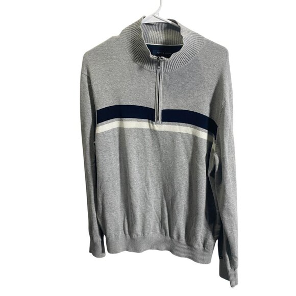 Tommy Hilfiger Other - Tommy Hilfiger Mens L Gray Quarter-Zip Sweater Stripe Design
